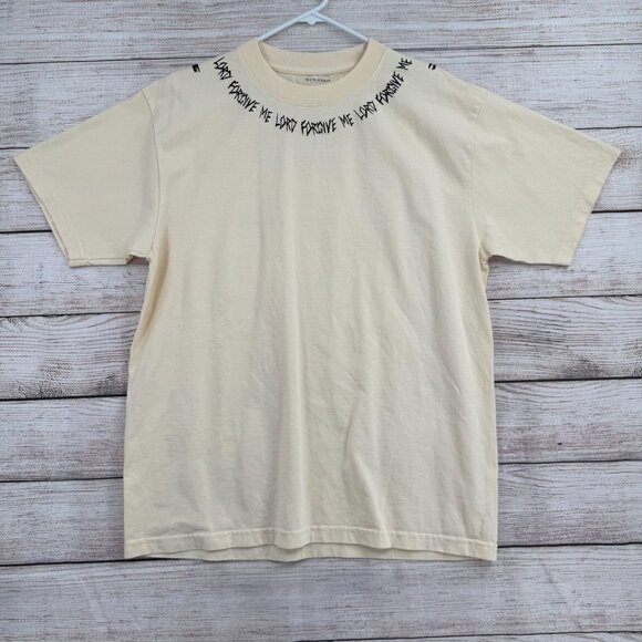 Sixelar Beverly Hills Lord Forgive Me T-Shirt Adult Size Large Cream - Picture 1 of 9